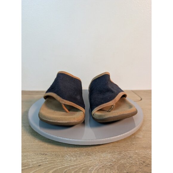 Taos Women's Natural Canvas Thong Boundary Sandals Sz 7 Comfort Slide Casual - Picture 2 of 8